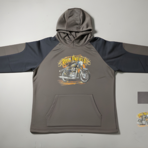 two tone royal enfield graphic raglan hoodie men's gray