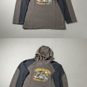 two tone royal enfield graphic raglan hoodie men's gray
